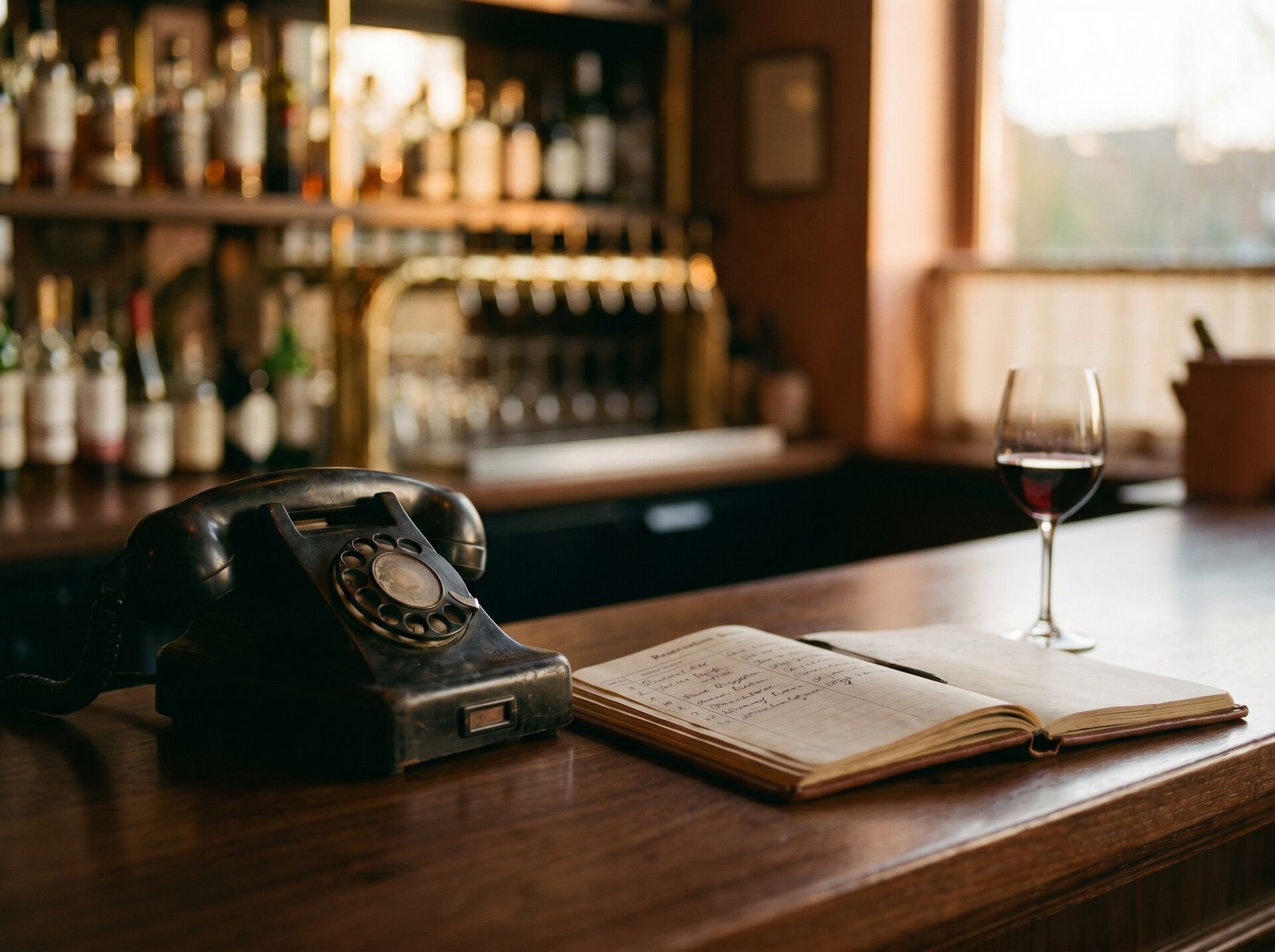 Riservati KI-Assistent — Anruf auf dem Smartphone in einer warmen Trattoria